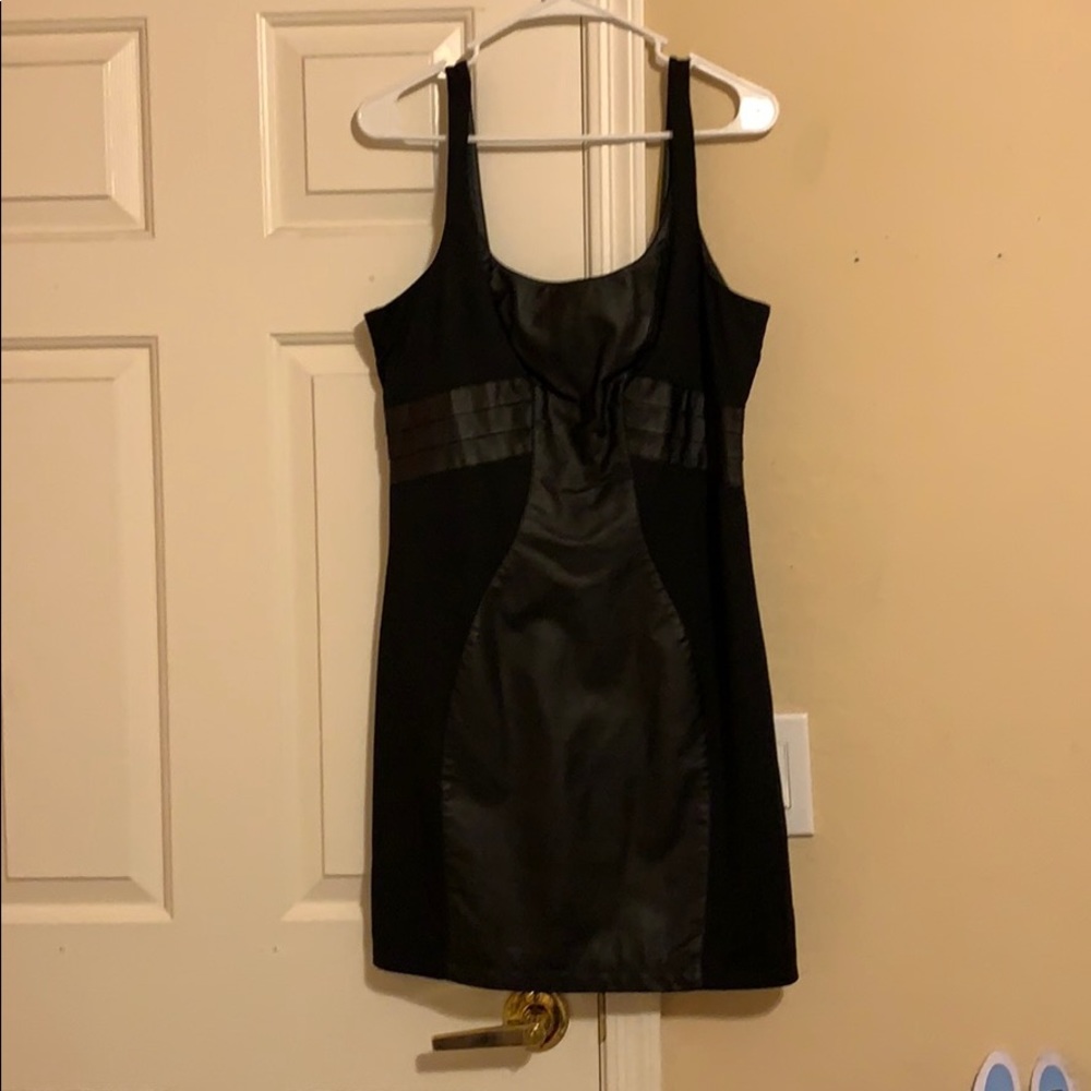 Black four leather cocktail dress